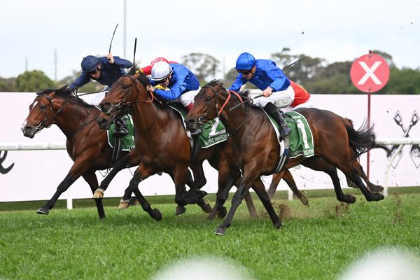 Broadsiding down the outside, What a finish! (image Steve Hart)