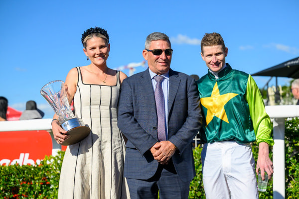 A red-letter day for Tony and Maddysen Sears and J-Mac (image Racing Queensland/Michael McInally)