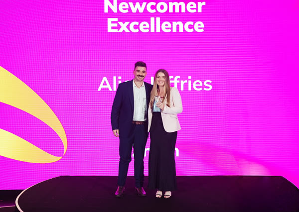 Alice Jeffries receiving the Entain Newcomer Excellence Award.  Photo: Supplied