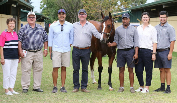 Brian is pictured with wife Bette, Suman Hedge, son David, and grand daughter Rebecca and grand son Mitchell at a recent Adelaide Yearling Sale. 
