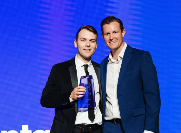 Cameron Ring (left) pictured with Entain Australia & NZ Deputy chief executive Lachlan Fitt.  Photo: Supplied