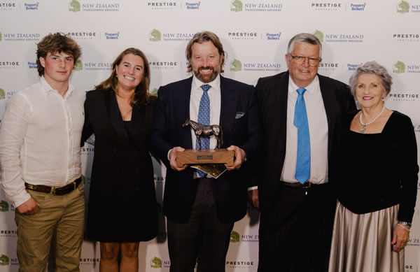 Harry, Pippa, Mark, Garry and Mary Chittick of Waikato Stud at the Property Brokers National Thoroughbred Breeding Awards Photo: Christine Cornege