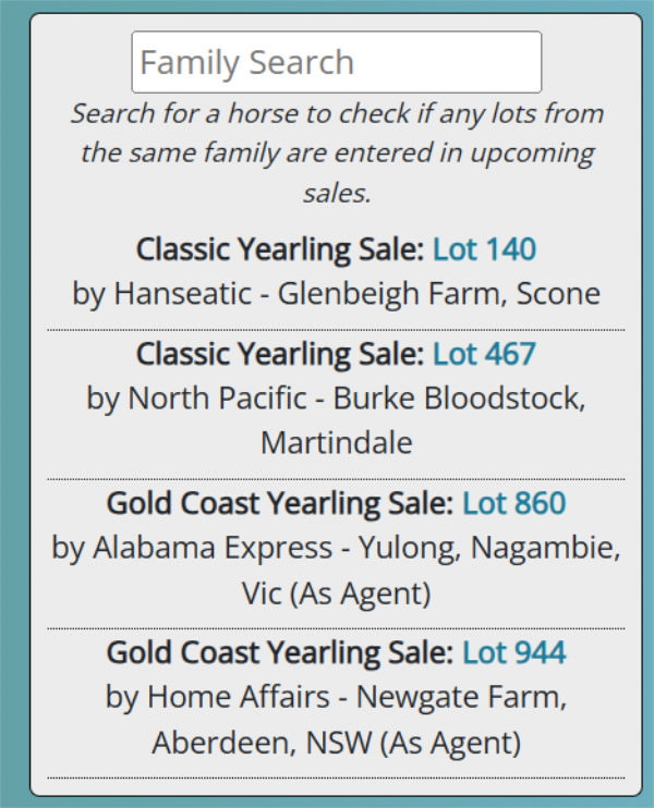 Click to see links to the yearlings from this family.