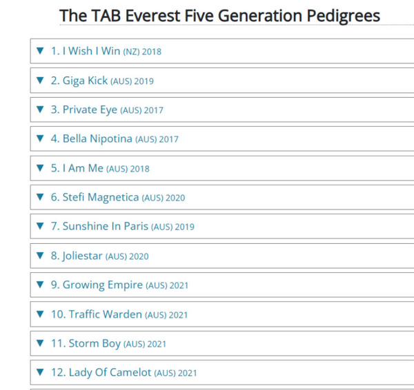 Who has the element of toughness? - Click here to visit the page and click on any runner to generate it's tabulated pedigree