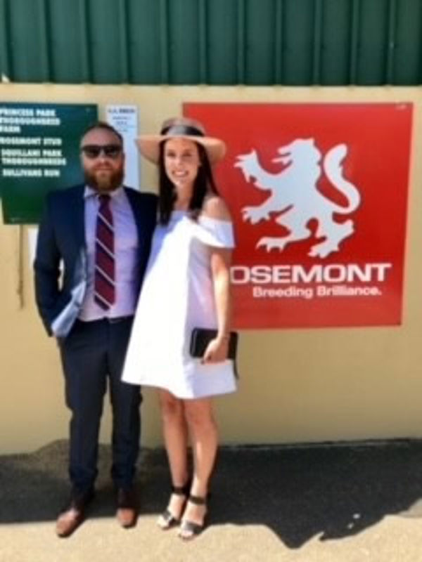 Gerard with fiancé Hannah off to the races, she runs Rosemont spelling farm. 