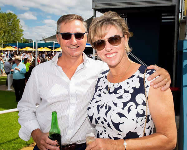 Jane and Wayne Beynon enjoy a day at the races.