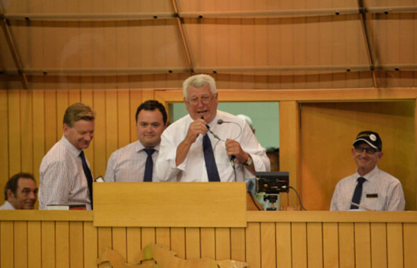 Joe Walls on the rostrum for the final time at Karaka 2017 .