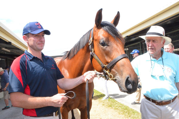 Jon Kelly at the Gold Coast in 2018 with his sale-topper. - image Magic Millions 