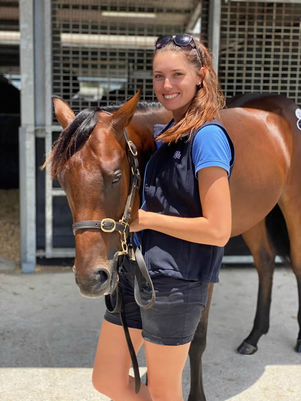 Kate Dallimore pictured with a yearling from Duchess Kate.