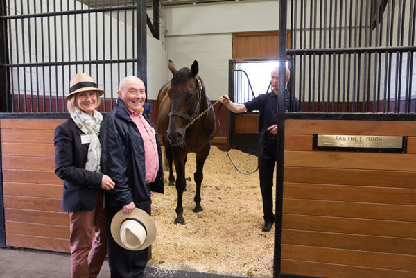 Ken and Lynne Barry enjoy an audience with Fastnet Rock
