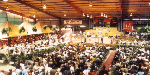 The Magic Millions auditorium during the auction house’s receivership years of the 1990s. (Image supplied)