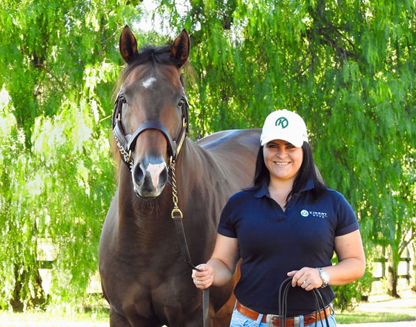 Emma Parkinson with Vinery Stud young gun sire Ole Kirk - image Racheal Finlayson 