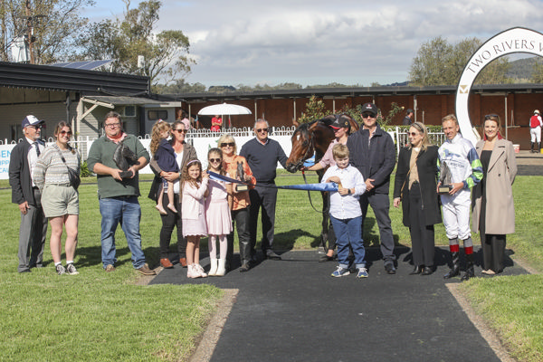 The winning run for Raging Force started at Muswellbrook in June - Richard McClenahan is third from left - image Bradley Photography