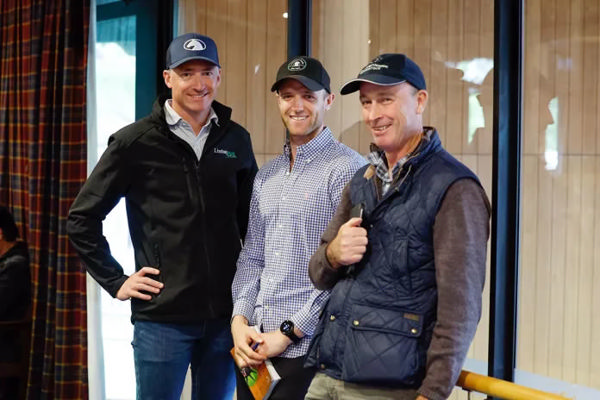 Lindsay Park's Josh Rix and Will Hayes with bloodstock agent Dean Hawthorne