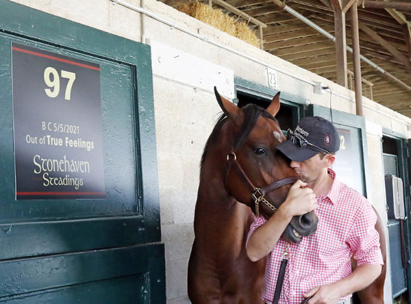 Aidan O’Meara of Stonehaven Steadings with the $2.5million colt - Keeneland Photo