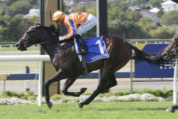 Cool Aza Beel and Opie Bosson cruise to the line to take out the Gr.1 Sistema Stakes (1200m). Photo: Trish Dunell