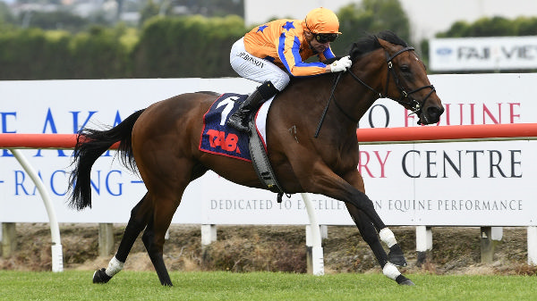 Damask Rose winning the Wentwood Grange 3YO (1200m) at Te Rapa on Saturday.  Photo: Kenton Wright (Race Images)