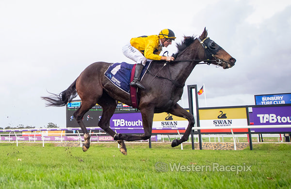 Fancy Red wins the Listed Belmont Oaks - image Western Racepix