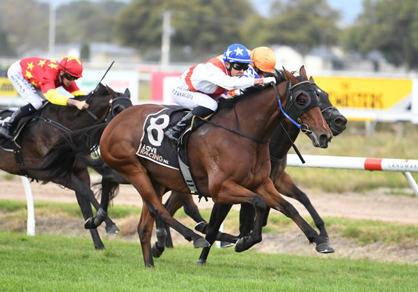 Taiki Yanagida gets the best out of Germanicus to win the Listed Bramco Granite & Marble Flying Stakes (1400m) at Awapuni  Photo Credit: Race Images – Peter Rubery