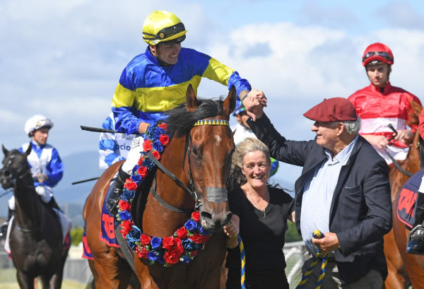 Grail Seeker upon winning the Gr.1 TAB Telegraph (1200m) at Trentham on Saturday.   Photo: Peter Rubery (Race Images Palmerston North)