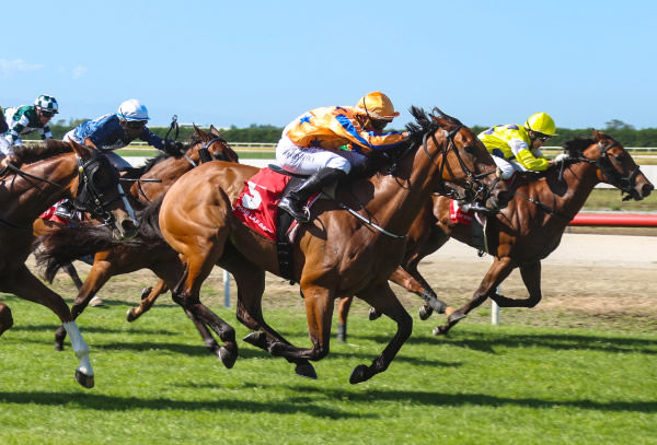 Insatiable storms home for an impressive win at Phar Lap Raceway.   Photo: Ajay Berry (Race Images South)