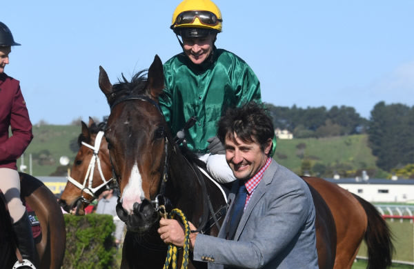 Jay Bee Gee winning the Hunterville Vet Club Metric Mile (1600m) at Wanganui on Saturday. Photo: Peter Rubery (Race Images Palmerston North)