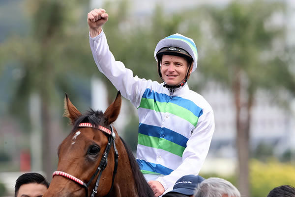 James McDonald is in G1 form having won the Stewards' Cup on Sunday at sha Tin - image HKJC