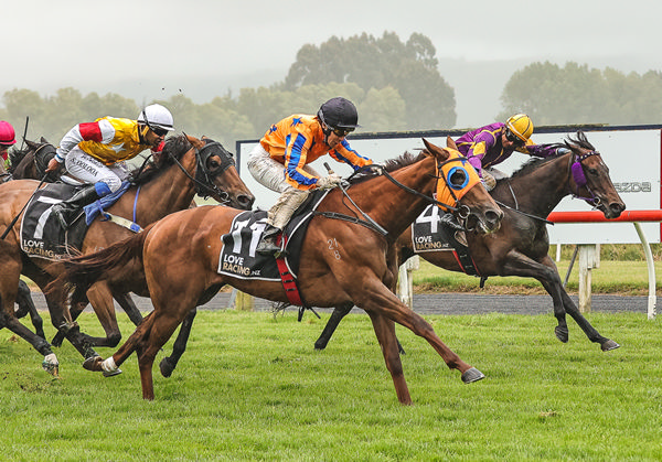 Kai winning the Listed Hazlett Stakes (1200m) at Pukekohe on Tuesday. Photo: Monica Toretto