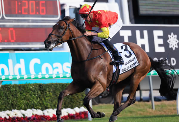 King of Sparta wins the MM 3YO Guineas - image Grant Courtney