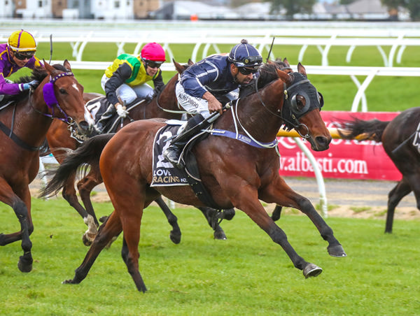 Lightning Jack storms to victory in the Listed Daphne Bannan Memorial Great Easter Stakes (1400m) Photo: Race Images South