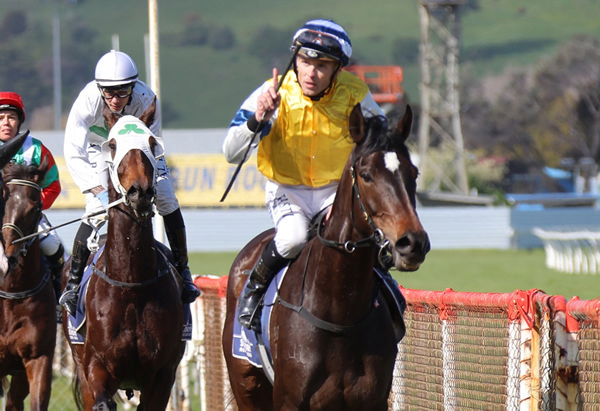 Mary Shan winning the Open (1200m) at Wanganui on Saturday.  Photo: Jane Davidson