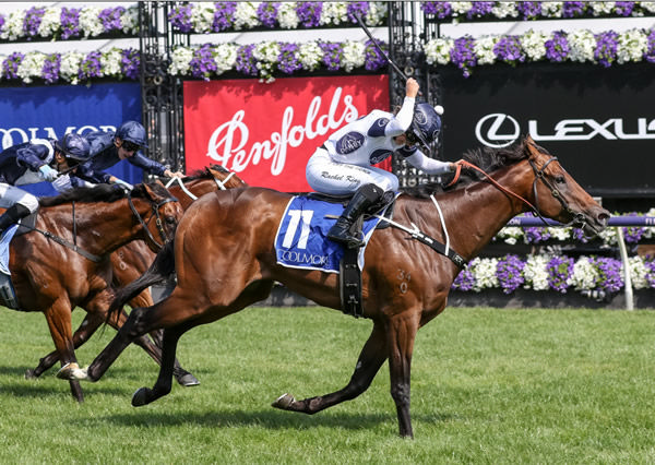 Ozzmosis wins the G1 Coolmore Stud Stakes - image Grant Courtney