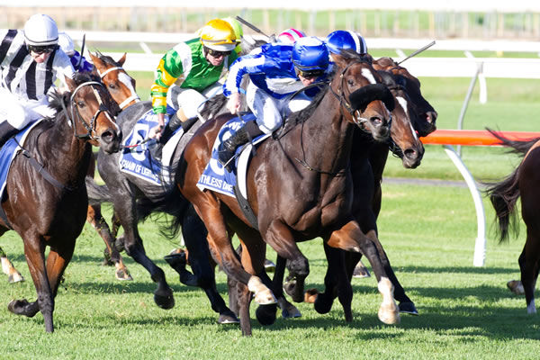 Ruthless Dame wins the Robert Sangster Stks. Photo: Atkins Photography