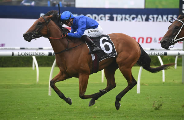 Godolphin homebred Tailleur wins the G3 Triscay - image Steve Hart.