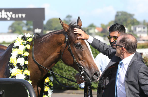 Graham Richardson with Tiptronic after his Gr.1 Zabeel Classic (2000m) triumph last year. Photo: Trish Dunell