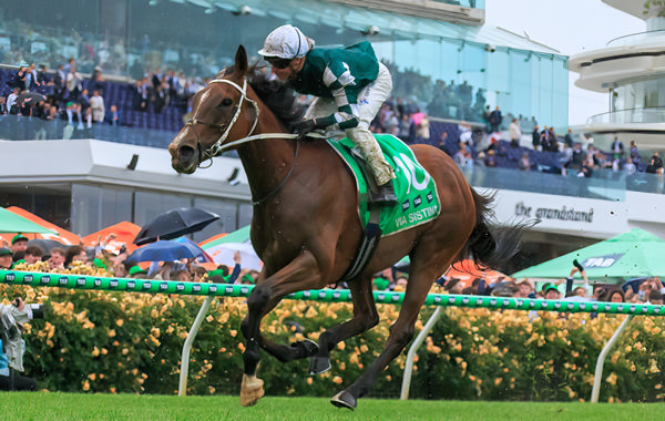Via Sistina (IRE) strolled home alone in the G1 Champions Stakes - image Grant Courtney
