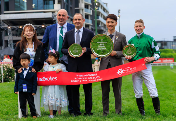 Via Sistina connections celebrate a second Cox Plate win - image Grant Courtney