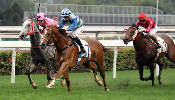 Voyage Warrior wins the G2 Sprint Cup - image HKJC 