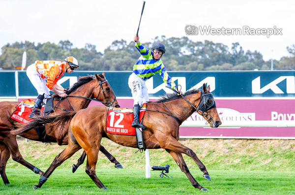 It was a hometown victory for Watch Me Rock in the G1 Railway - image Western Racepix 