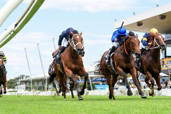 The royal blue of Godolphin gets the better of the all-navy of Coolmore in the Canonbury (Steve Hart)