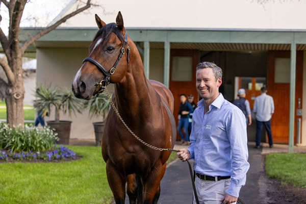 Storm Boy with his co-trainer Adrian Bott. 