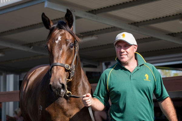 Yarradale yearling manager Davy Hanratty with the Blue Point (IRE) filly from Single Spice.